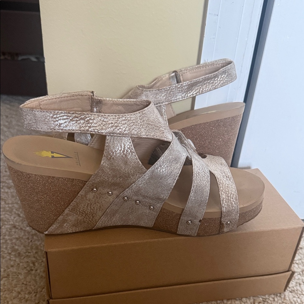 Volatile Gold Strappy Wedges